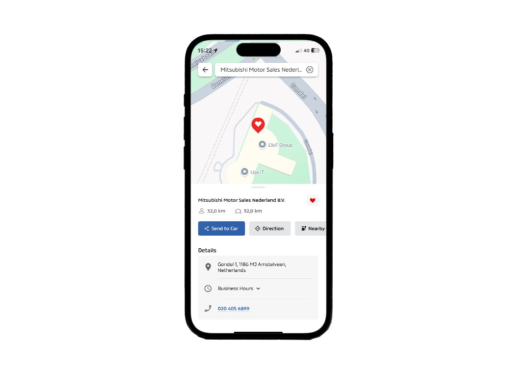 Envio de destino para o ASX a partir do telemóvel