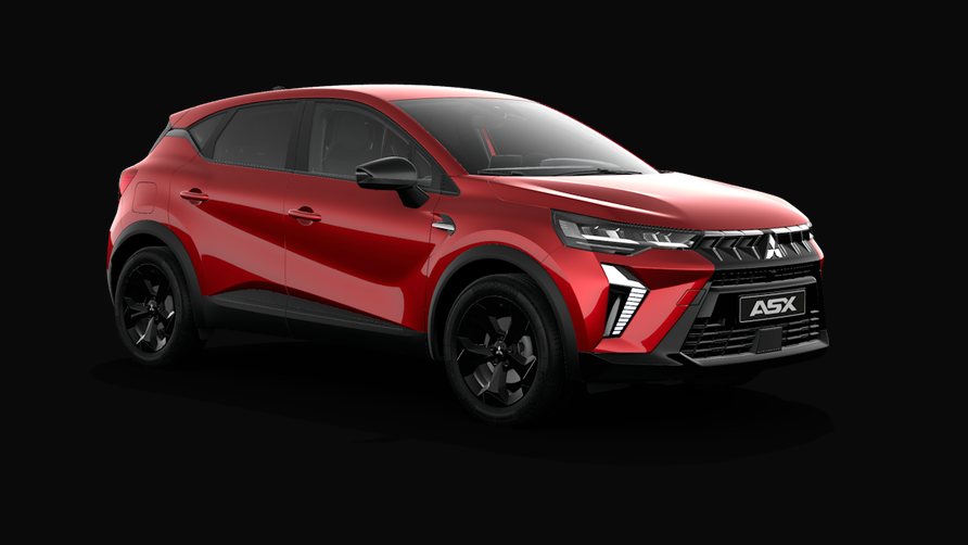 Mitsubishi ASX Black Edition na cor Sunrise Red, três quartos dianteiros