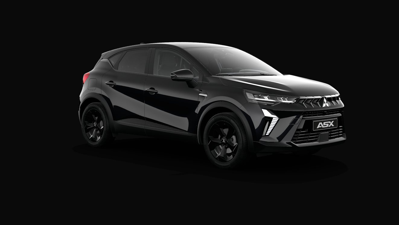 Mitsubishi ASX Black Edition na cor Onyx Black, três quartos dianteiros