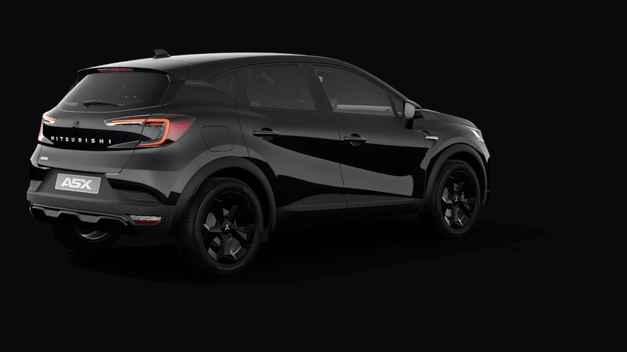 Mitsubishi ASX Black Edition na cor Onyx Black, três quartos traseiros