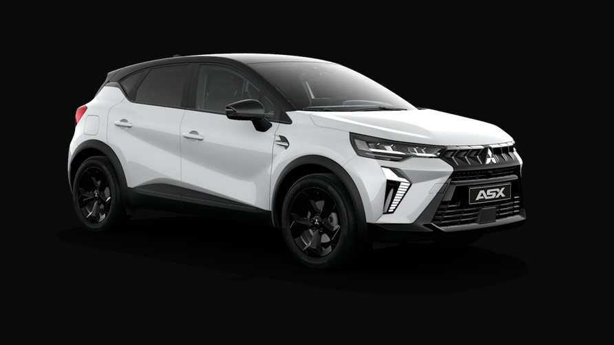 Mitsubishi ASX Black Edition na cor Crystal White + Onyx Black, três quartos dianteiros