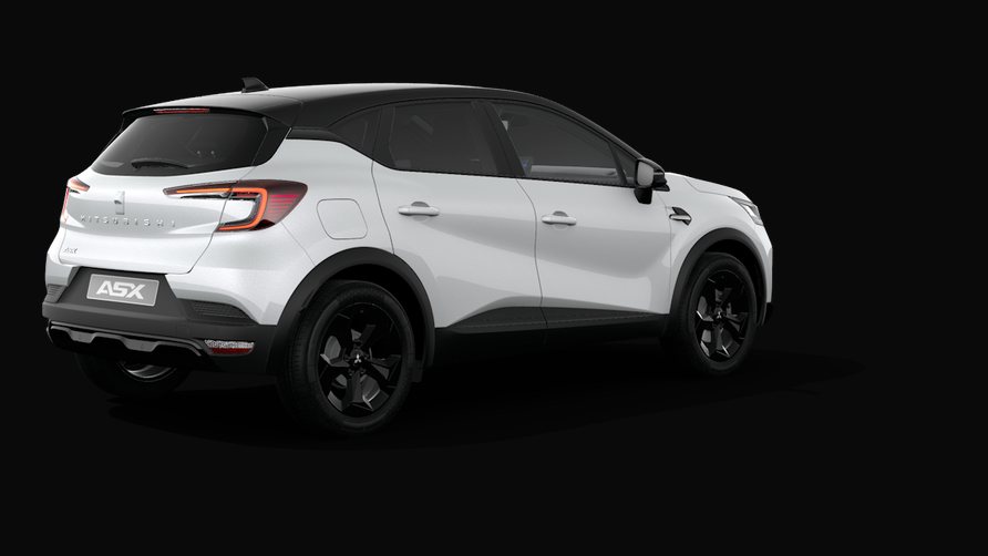 Mitsubishi ASX Black Edition na cor Crystal White + Onyx Black, três quartos traseiros