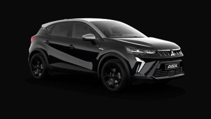 Mitsubishi ASX Black Edition na cor Onyx Black + Silver, três quartos dianteiros
