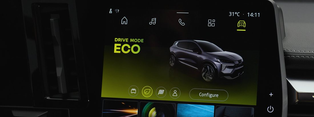 Ecrã do Mitsubishi Eclipse Cross EV no modo Eco