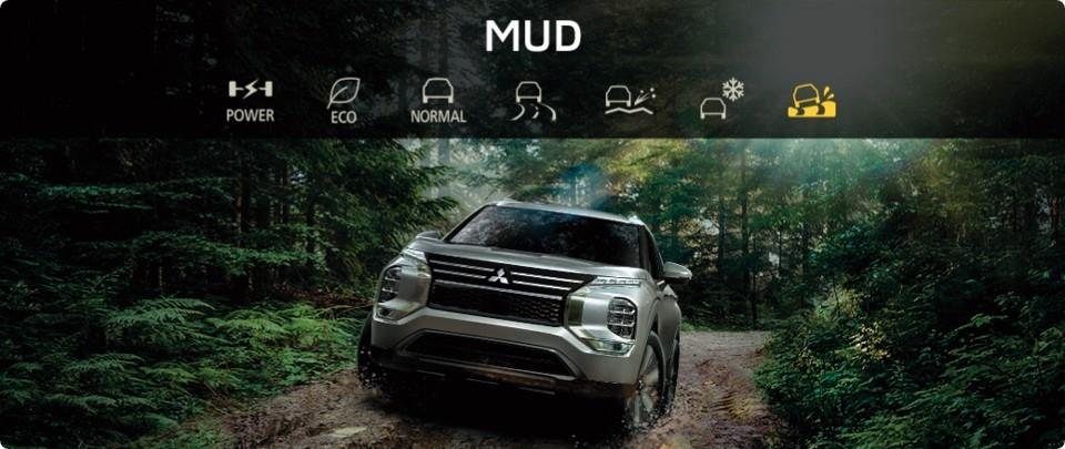 Mitsubishi Outlander PHEV no cenário do modo Mud