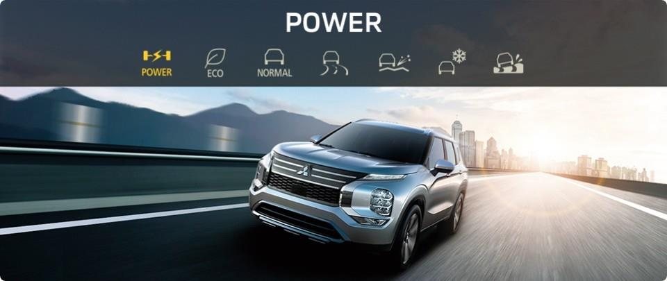 Mitsubishi Outlander PHEV no cenário do modo Power