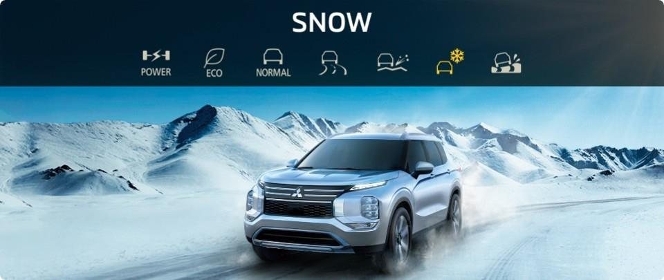 Mitsubishi Outlander PHEV no cenário do modo Snow
