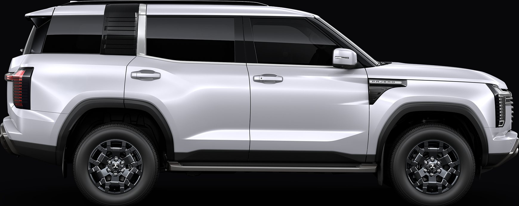 O novo Pajero de perfil, em branco